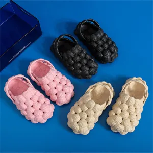 Womens Soft Sole Bubble Clogs Lightweight Solid Color Slippers
