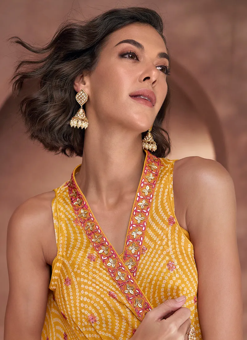 Yellow And Pink Handwork Embroidery Festive Lehenga Choli