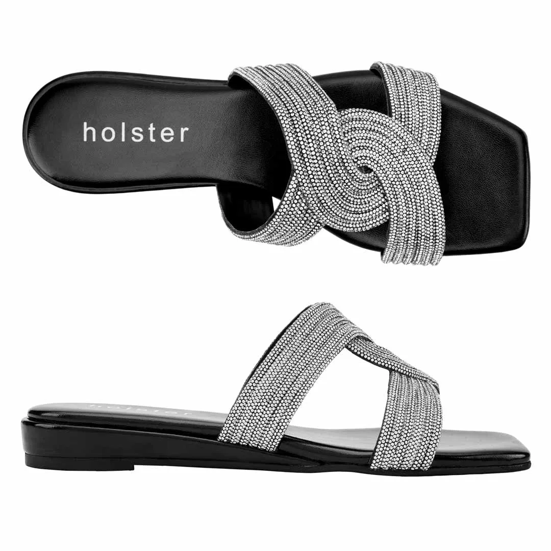 Zara Low Wedge Bundle - Black / Silver