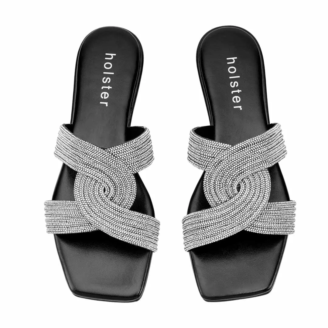 Zara Low Wedge Bundle - Black / Silver